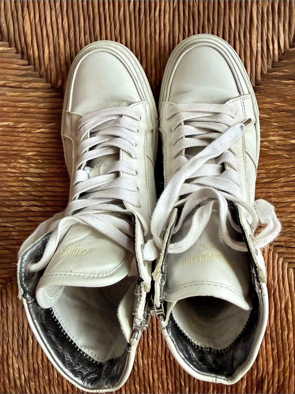 Zadig & Voltaire High Top Leather Sneakers White EU 37